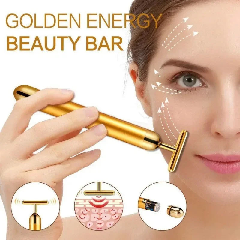 24K gold vibrating face lifter roller