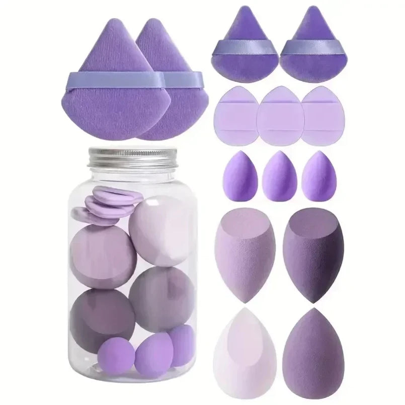 Purple makeup puff sponge collection